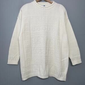 Vintage Cape Cod Plus Size 18W Creamy White Sweater Cottagcore Grandma Romantic